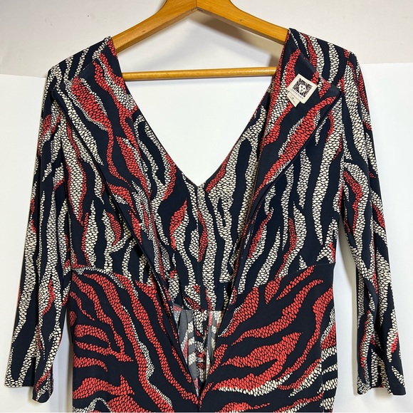 Anne Klein Reptile Zebra Stripe Wrap Bodice Gathered Skirt Sheath Dress - Picture 9 of 14